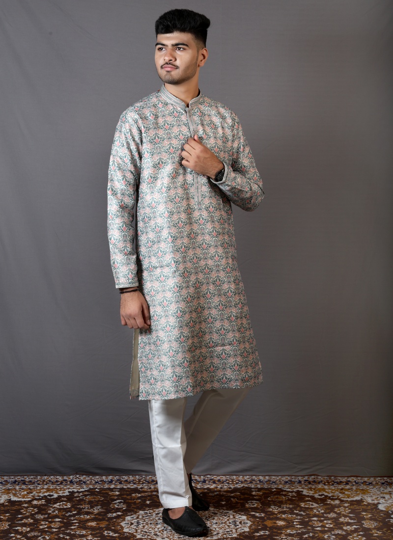 Buy Multicolor Brocase Silk Wedding Wear Kafni Pajama Online Mumbai KF240883